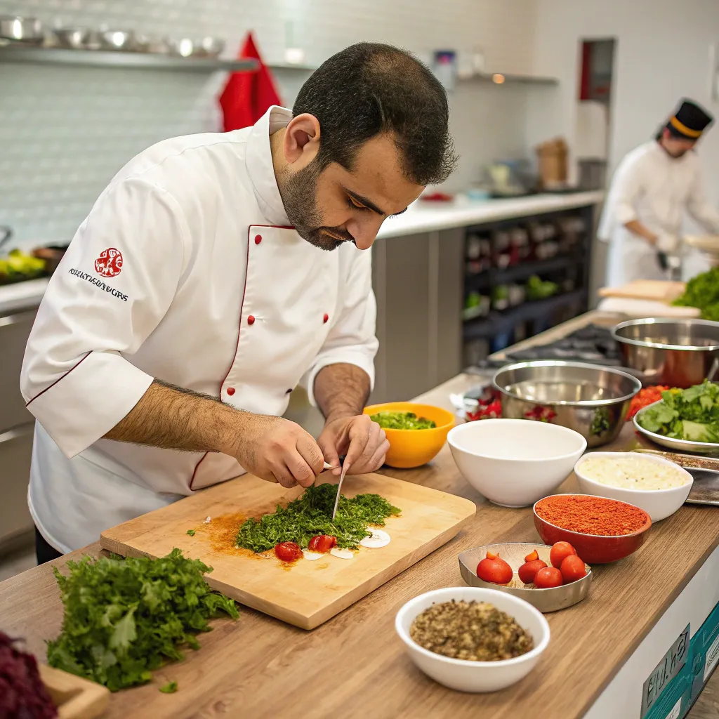 Chef teaching Middle Eastern cuisine